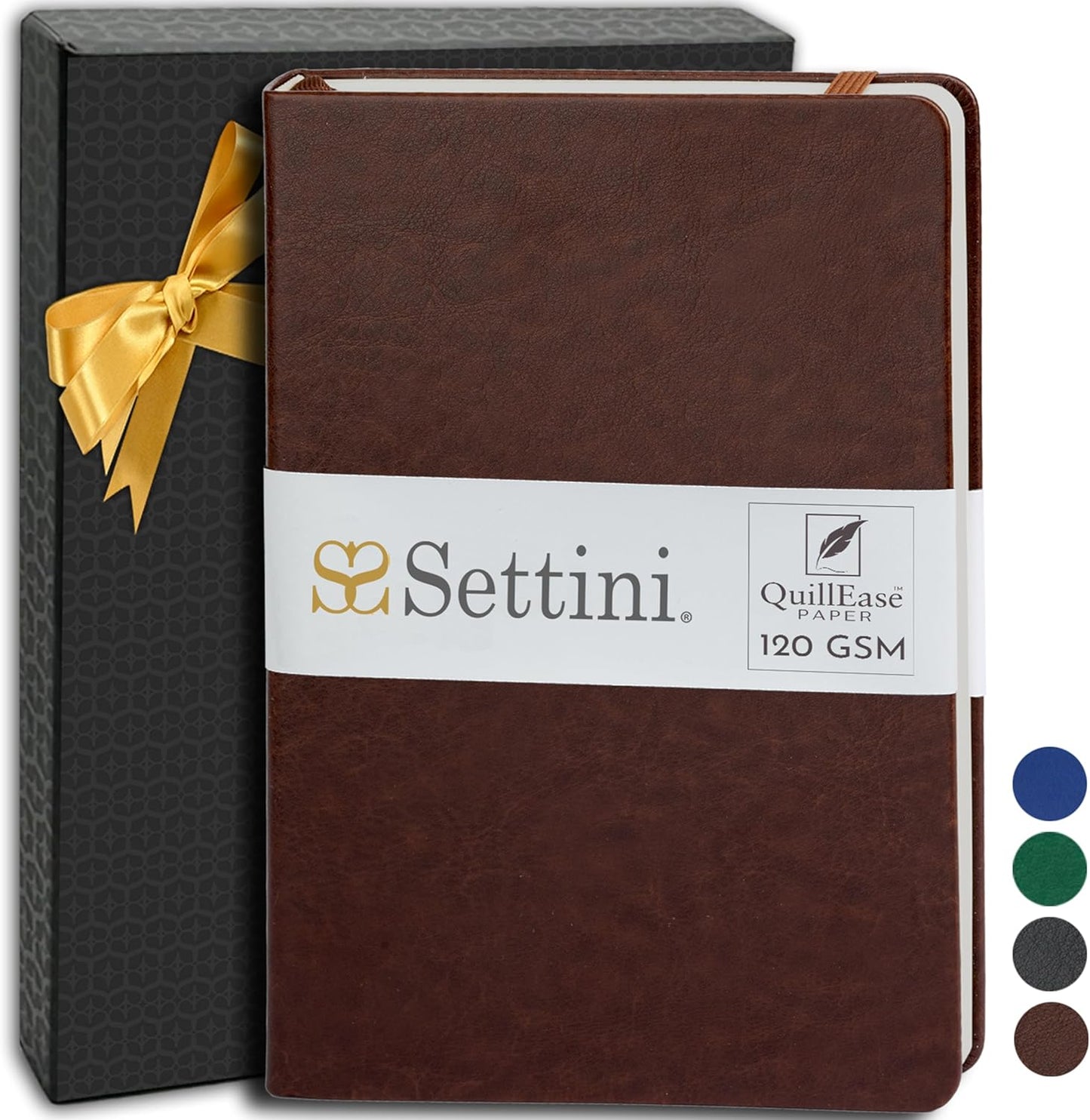 Journal Notebook for Writing, Vegan Leather Hardcover Notebook - Pen loop, Back Pockets & Lay-Flat design, 120 GSM A5 College ruled Bleed free Paper, Gift Set for Men and Women, Mocha Brown