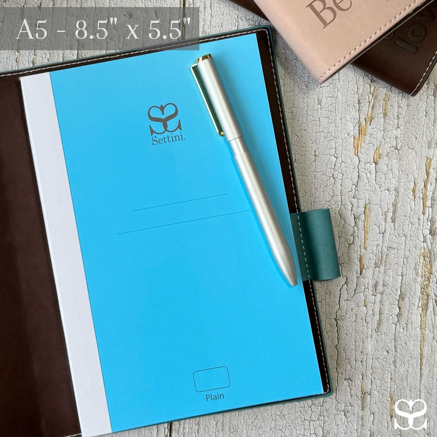 SETTINI® Blank Refill Journal Notebook for Refillable Journals – Premium A5 100 gsm Sheets Ruled Notepad 8.25 x 5.5 Inches with 256 Pages and Helpful Bookmark