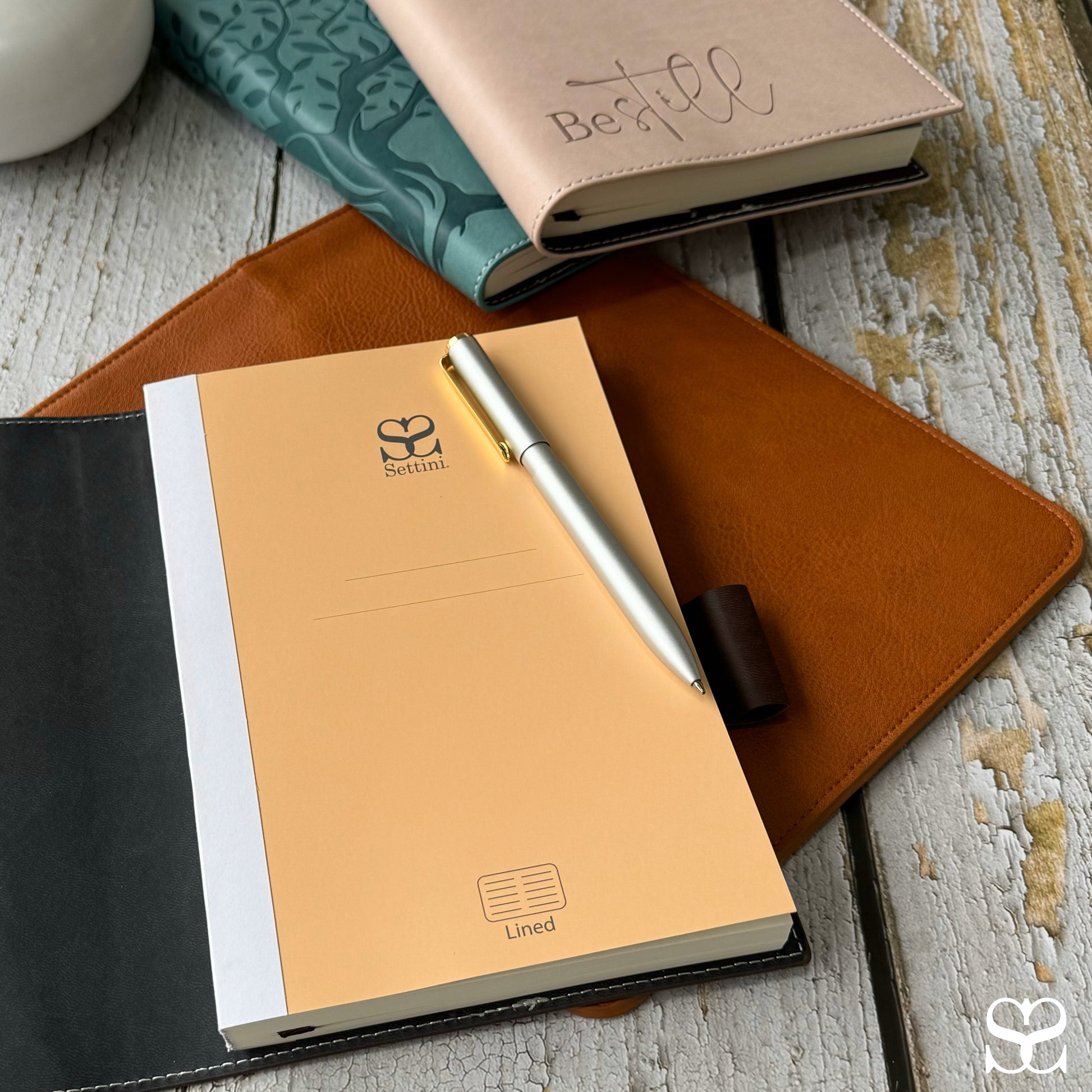 Vegan Leather Journal Lined Pages- Pen Holder Secures The Diary