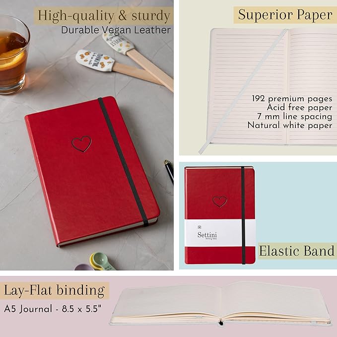 SETTINI® Hardcover Journal - Red Heart