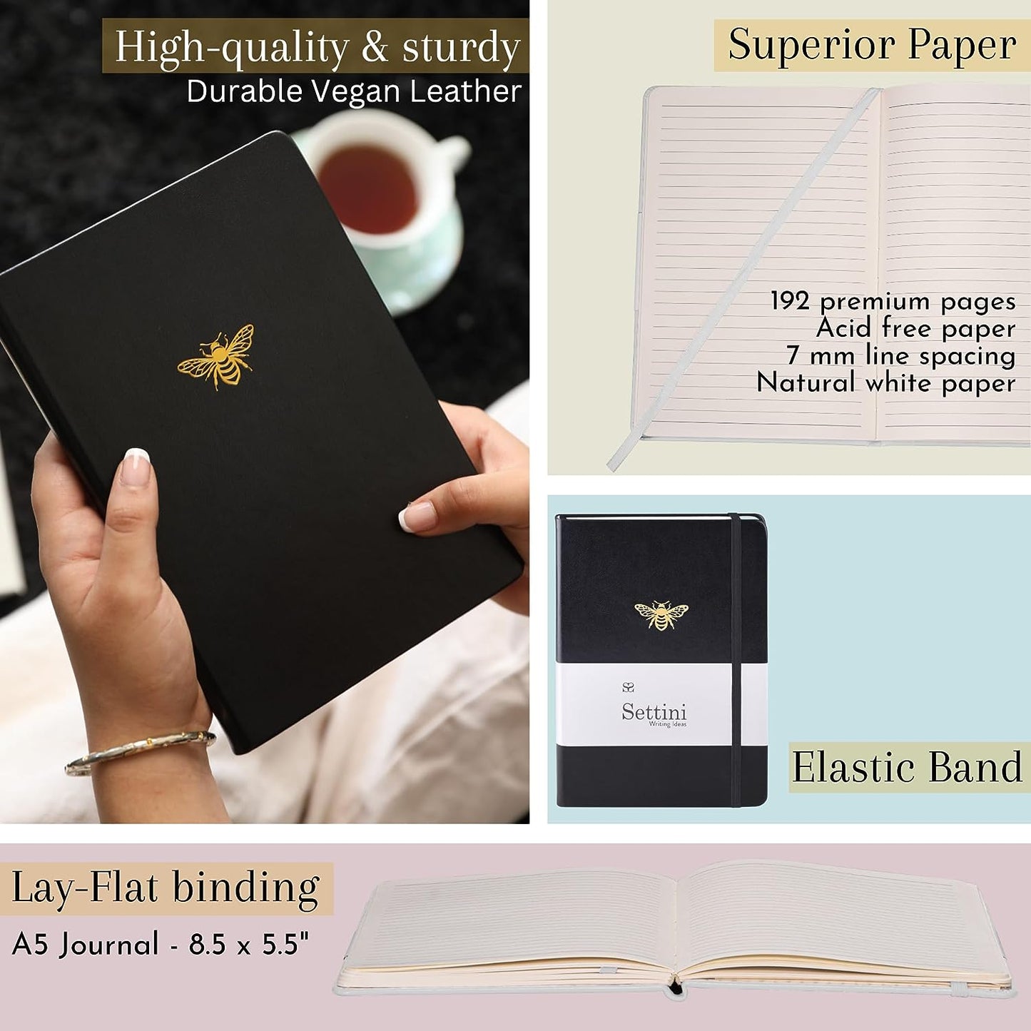 SETTINI® Hardcover Journal - Black Bee