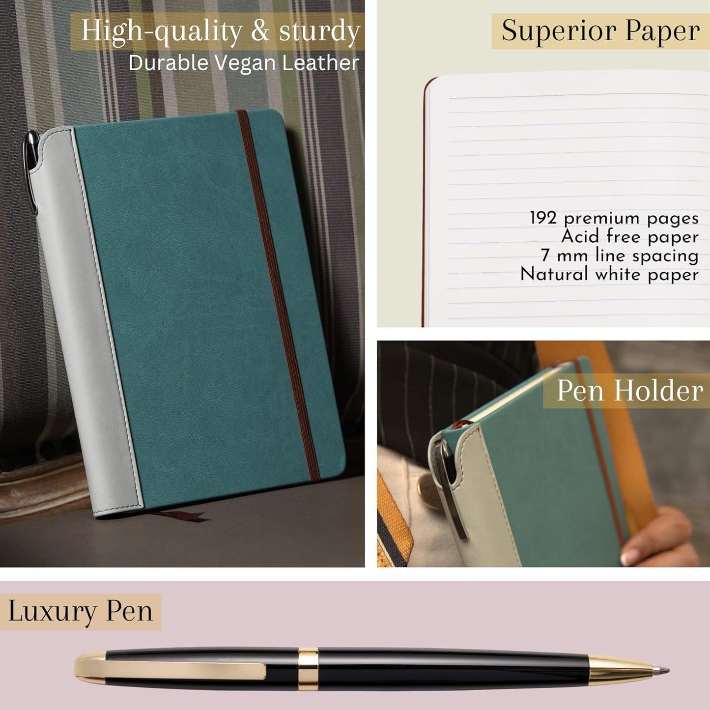 SETTINI® Teal Journal with Luxury Ballpoint Pen