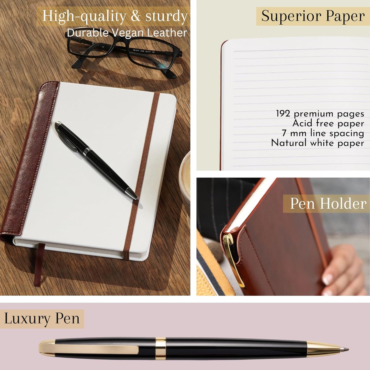 SETTINI® Modern White Journal with Luxury Ballpoint Pen