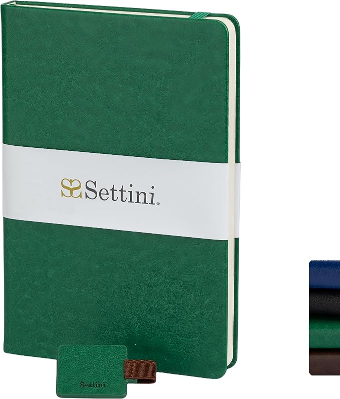 SETTINI® Hardcover Vegan Leather, Thick 120gsm, 192 Pages, Lined Paper | Pen Loop Holder | Gift Box (Sapphire Blue)