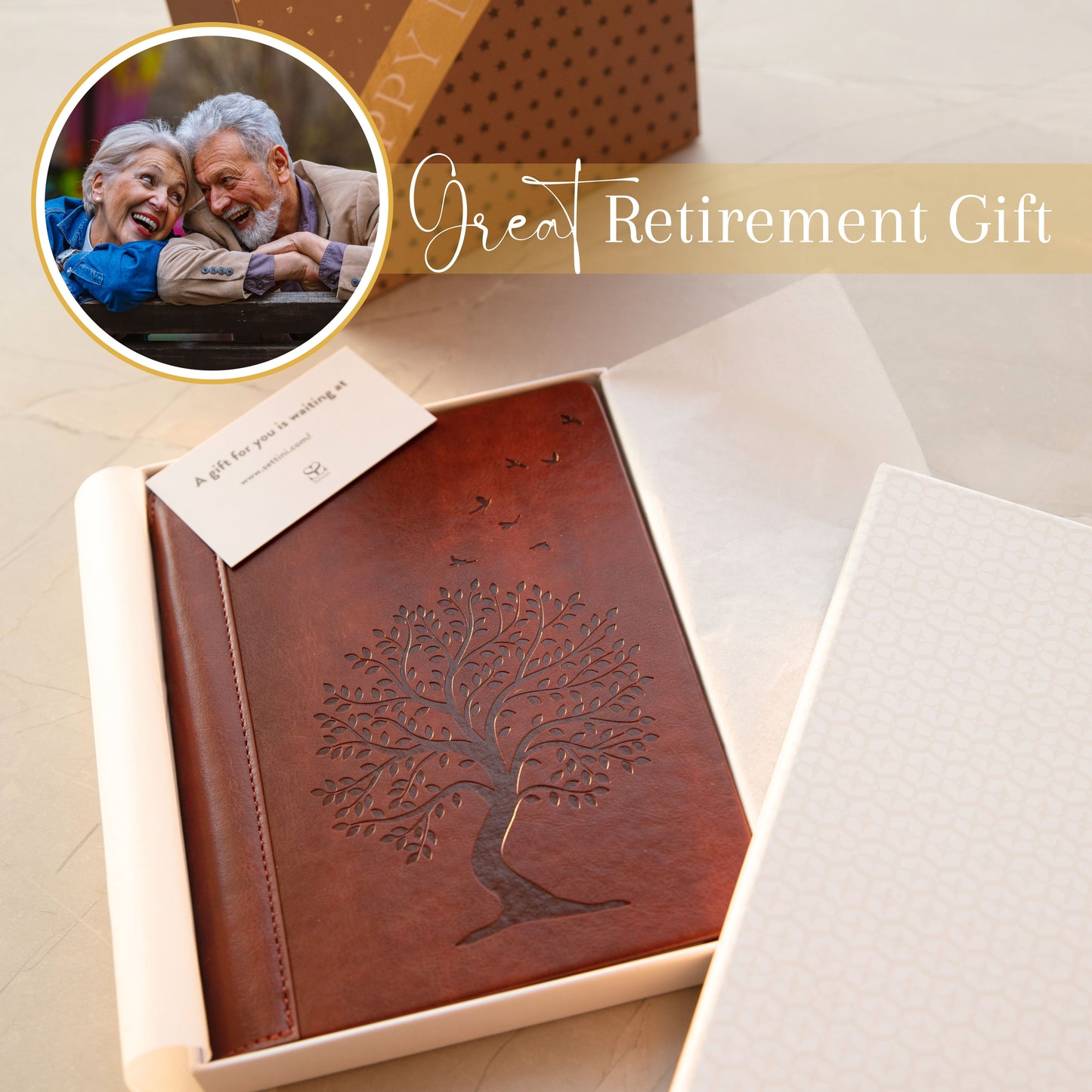 SETTINI® Tree of Life Journal Gift Set - Hardcover Vegan Leather, Unique Pen Holder, Lined, 192 Pages, 6 x 8.5 inches - Includes Pen for Writing and Travel Birthday Gifts for Women and Men
