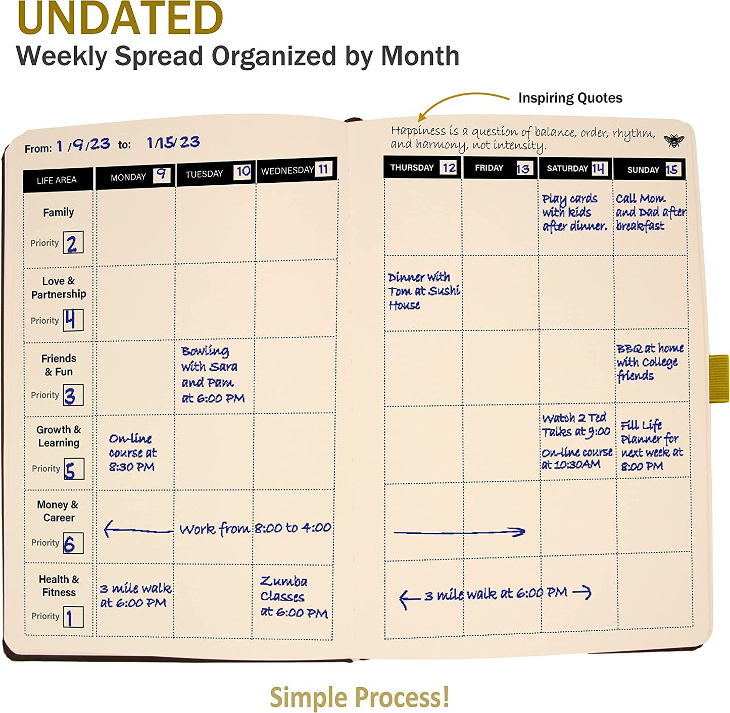 SETTINI® Life Planner - Weekly & Monthly Planner - Undated Planner